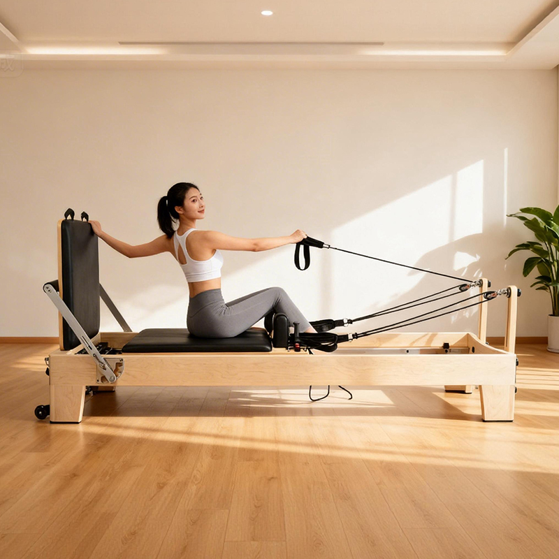 Yoga Fitness Machine - Портативный регулируемый пилатес-реформер из белого клена,